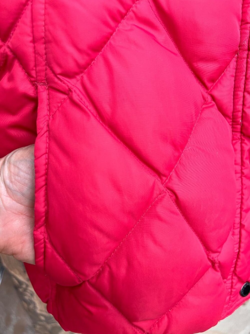Lands End Women's Red Down Puffer Vest Size Large Insulated Snap Closure Pockets - Picture 7 of 12